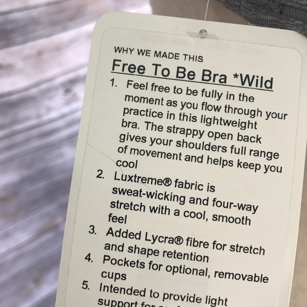 NWT HSL LULULEMON FREE TO BE BRA WILD SLATE - grey - Picture 4 of 8